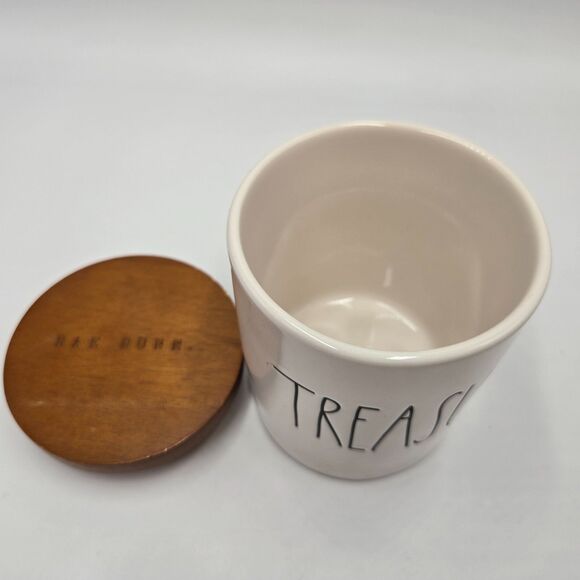 Rae Dunn TREASURES Jar Ceramic Canister White Farmhouse Storage Container - Picture 4 of 5